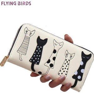 Planet Gates Women wallets leather wallet long style dollar price Women bag card holder cartoon cat coin purse  LS8723fb