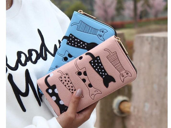 Planet Gates Women wallets leather wallet long style dollar price Women bag card holder cartoon cat coin purse  LS8723fb