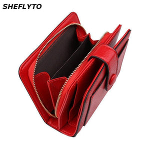 Planet Gates Women Wallets New Luxury Brand Red Black Small Mini Coin Purse Hasp Card Holder Lady Wallet Zipper Female Leather Buckle