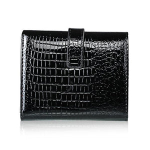 Planet Gates Women Wallets Patent Cow Leather Alligator Pattern Hasp Short Wallet Genuine Leather Female Small Purse Red