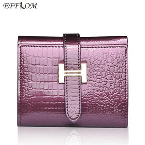 Planet Gates Women Wallets Patent Cow Leather Alligator Pattern Hasp Short Wallet Genuine Leather Female Small Purse Red