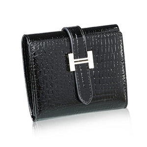 Planet Gates Women Wallets Patent Cow Leather Alligator Pattern Hasp Short Wallet Genuine Leather Female Small Purse Red