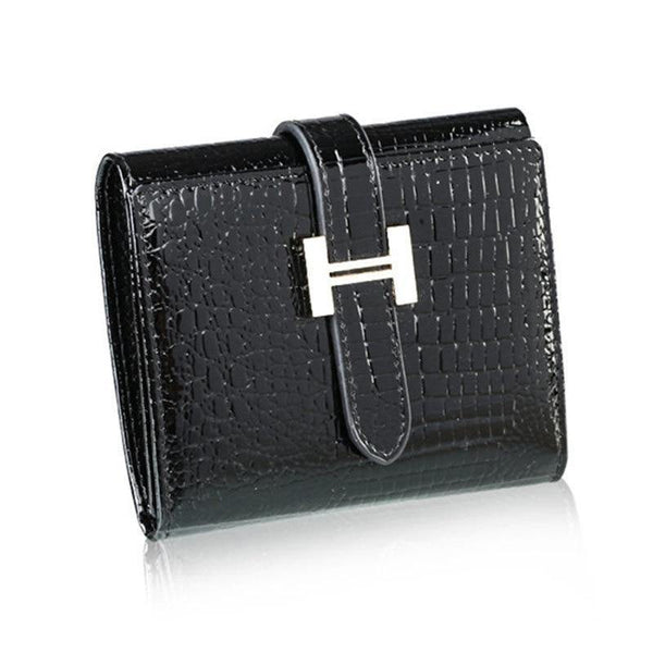 Planet Gates Women Wallets Patent Cow Leather Alligator Pattern Hasp Short Wallet Genuine Leather Female Small Purse Red