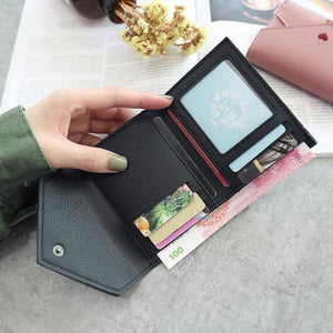 Planet Gates Women Wallets Purse  Mini Wallet Love Heart-shaped Embroidery Line Lychee Pattern Multifunctional Wallet 3 Fold Small Wallet