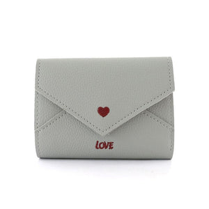 Planet Gates Women Wallets Purse  Mini Wallet Love Heart-shaped Embroidery Line Lychee Pattern Multifunctional Wallet 3 Fold Small Wallet