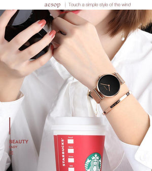 Planet Gates Women watch 1 Rose Gold Luxury Ladies Watch Ultra thin Wrist Watch Quartz Clock Woman Watch  Milanese Steel relogio feminino