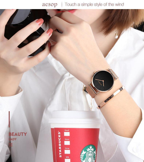 Planet Gates Women watch 1 Rose Gold Luxury Ladies Watch Ultra thin Wrist Watch Quartz Clock Woman Watch  Milanese Steel relogio feminino