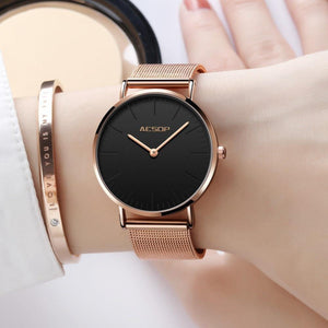 Planet Gates Women watch 1 Rose Gold Luxury Ladies Watch Ultra thin Wrist Watch Quartz Clock Woman Watch  Milanese Steel relogio feminino