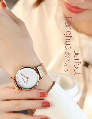 Planet Gates Women watch 1 Rose Gold Luxury Ladies Watch Ultra thin Wrist Watch Quartz Clock Woman Watch  Milanese Steel relogio feminino