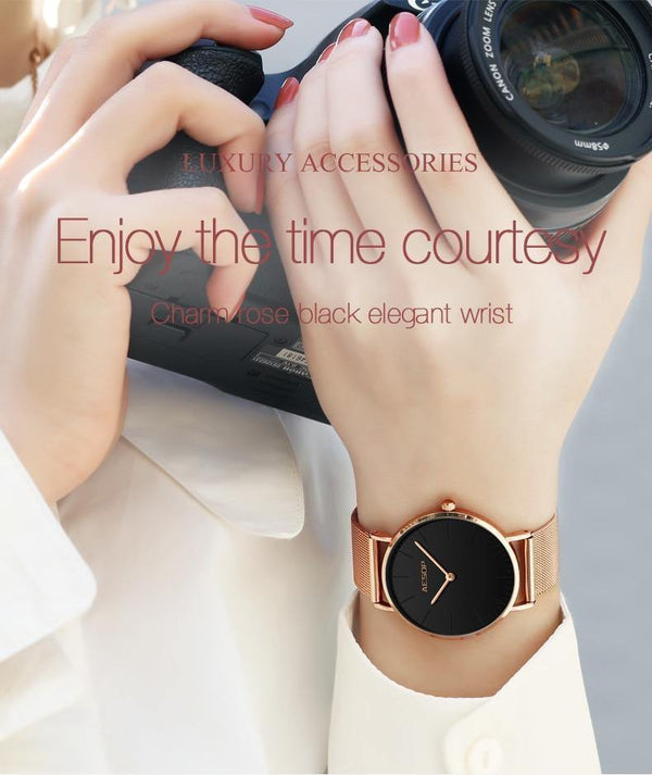 Planet Gates Women watch 1 Rose Gold Luxury Ladies Watch Ultra thin Wrist Watch Quartz Clock Woman Watch  Milanese Steel relogio feminino