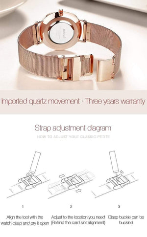 Rose Gold Luxury Ladies Watch Ultra thin Wrist Watch Quartz Clock Woman Watch  Milanese Steel relogio feminino - Planet Gates