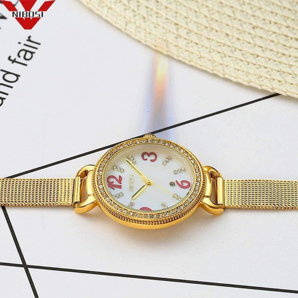 Planet Gates Women Watch Ladies Fashion Gold Alloy Bracelet Quartz Watches Casual Lady Waterproof Wristwatch Relogio Feminino