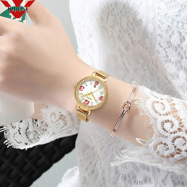 Planet Gates Women Watch Ladies Fashion Gold Alloy Bracelet Quartz Watches Casual Lady Waterproof Wristwatch Relogio Feminino