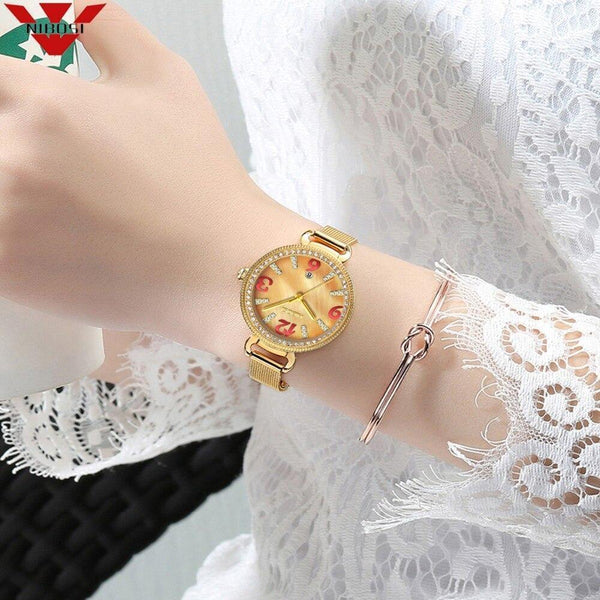 Planet Gates Women Watch Ladies Fashion Gold Alloy Bracelet Quartz Watches Casual Lady Waterproof Wristwatch Relogio Feminino