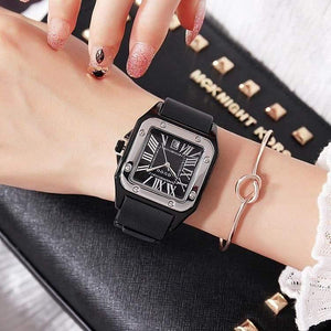 Planet Gates Women Watches Lady Luxury Wristwatches Rubber Silicon Dress Watch Square Quartz Dress Gift Student Clocks