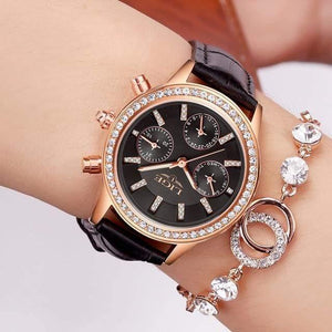 Planet Gates Women Watches Leisure fashion Leather Quartz Ladies Diamond Dress watch Female gift Relogio Feminino+Box
