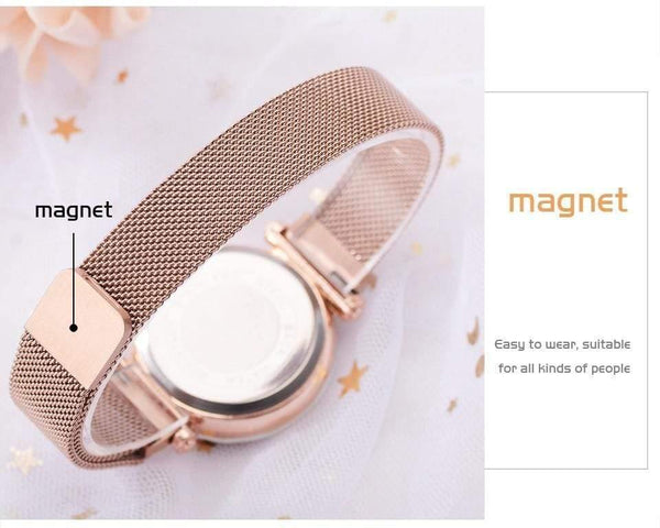 Planet Gates Women Watches Mesh Ladies Clock Magnet Buckle Starry Diamond Geometric Surface Casual Dress Quartz Wristwatch
