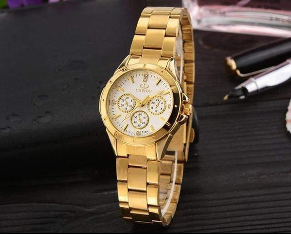 Planet Gates Women White Dial Quartz Watches Women Men Gold Wrist Watches Top Brand Luxury Female Male Clock IPG Golden Steel Watch