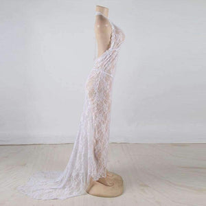 Planet Gates Women White Lace Long Full Slips Perspective Sexy Slips Hot Intimates Maxi Female Petticoat Nightgown