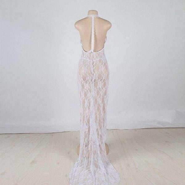 Planet Gates Women White Lace Long Full Slips Perspective Sexy Slips Hot Intimates Maxi Female Petticoat Nightgown