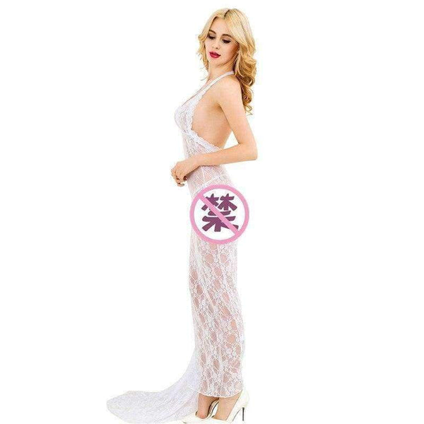 Planet Gates Women White Lace Long Full Slips Perspective Sexy Slips Hot Intimates Maxi Female Petticoat Nightgown