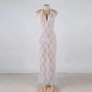 Planet Gates Women White Lace Long Full Slips Perspective Sexy Slips Hot Intimates Maxi Female Petticoat Nightgown