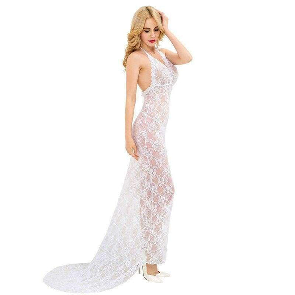 Planet Gates Women White Lace Long Full Slips Perspective Sexy Slips Hot Intimates Maxi Female Petticoat Nightgown