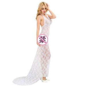 Planet Gates Women White Lace Long Full Slips Perspective Sexy Slips Hot Intimates Maxi Female Petticoat Nightgown
