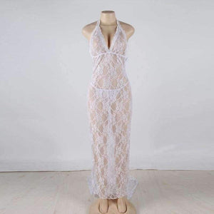 Planet Gates Women White Lace Long Full Slips Perspective Sexy Slips Hot Intimates Maxi Female Petticoat Nightgown