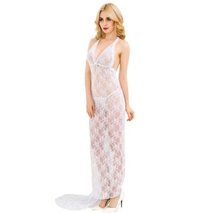 Planet Gates Women White Lace Long Full Slips Perspective Sexy Slips Hot Intimates Maxi Female Petticoat Nightgown