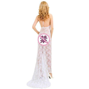 Planet Gates Women White Lace Long Full Slips Perspective Sexy Slips Hot Intimates Maxi Female Petticoat Nightgown