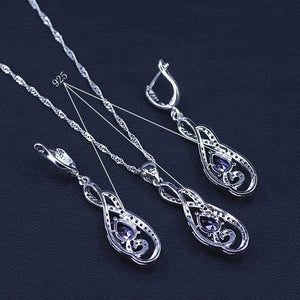 Planet Gates Women White Zircon Silver 925 Jewelry Sets Bracelets Pendant Necklace Rings Earrings With Stones Set Jewelery