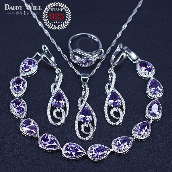 Planet Gates Women White Zircon Silver 925 Jewelry Sets Bracelets Pendant Necklace Rings Earrings With Stones Set Jewelery