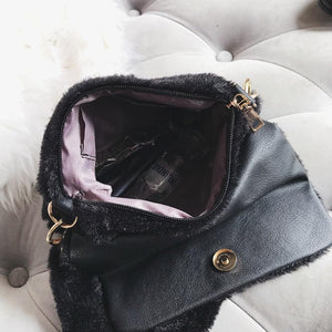 Planet Gates Women Winter Faux Fur Shoulder Bag Fashion Handbag lady Leopard print Handbags Female Party Small Girls Tote Bag Christmas Gift