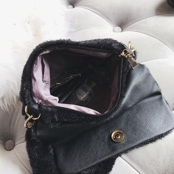 Planet Gates Women Winter Faux Fur Shoulder Bag Fashion Handbag lady Leopard print Handbags Female Party Small Girls Tote Bag Christmas Gift