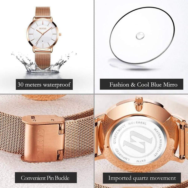 Planet Gates Women Woman Watch  Brand Female Watch Golden Stainless Steel Ladies Ultra thin Quartz Wrist Watches Luxury Water Resistant Clock