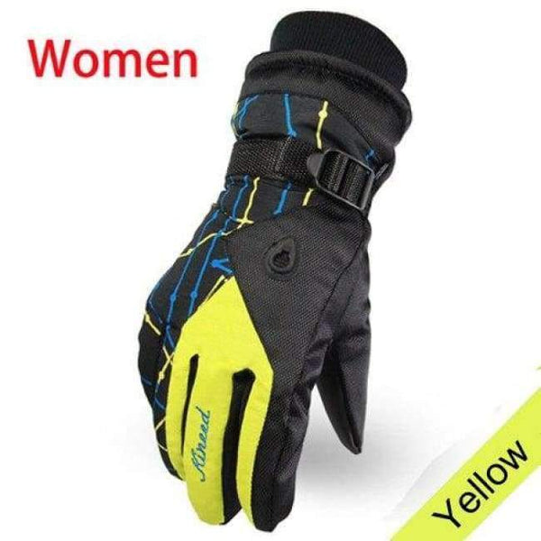 Planet Gates women yellow / Free Size Resistant riding Ski Gloves  Mountain Skiing Snowmobile Waterproof Snow Motorcycle Gloves Windproof Guanti moto