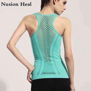 Planet Gates Women Yoga Shirts Mesh Shirt Ladies Fitness Running T Shirt Sleeveless Women Yoga Tops Gym Vest Fitness Sport Shirt