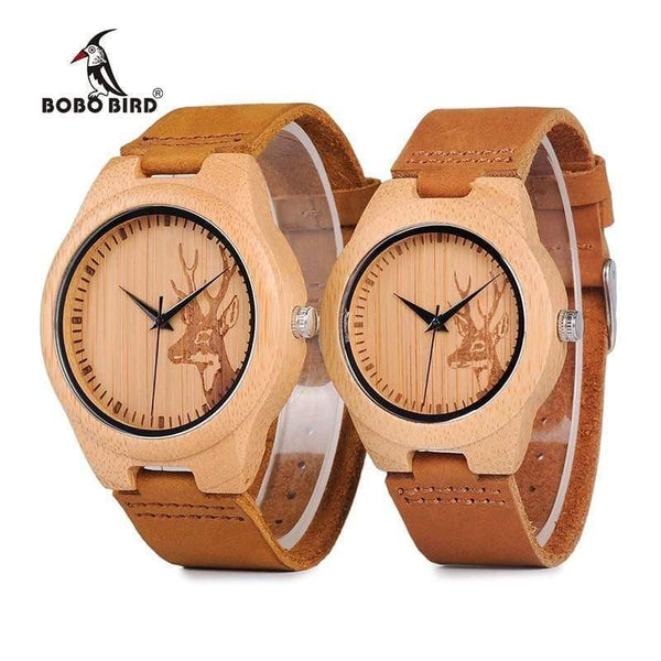Planet Gates Womens / China Watch Men Elk Deer Head Bamboo Engraving Watches Women with Genuine Leather Lovers' Wristwatches relogio masculino