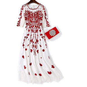 Planet Gates Womens Fashion Party Wedding Event Long Summer Dress 2018  Female Exquisite Embroidery Lace Maxi Vestido Mujer