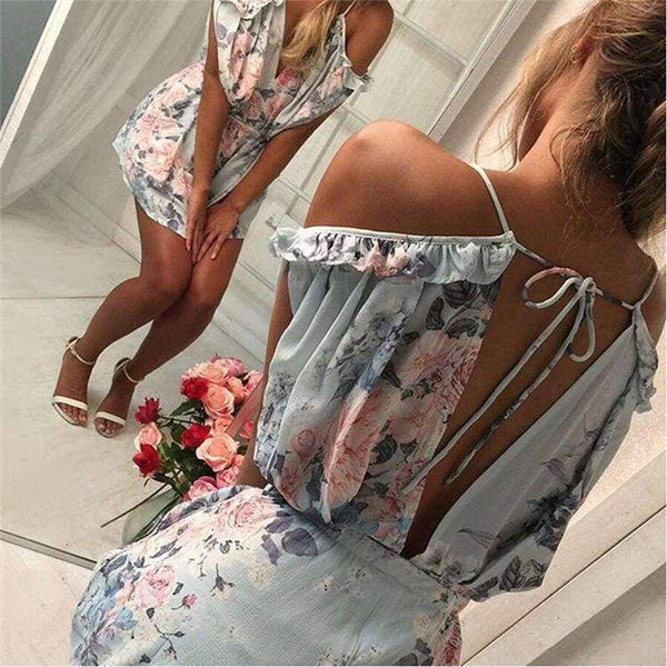 Planet Gates Womens Summer Holiday Mini Playsuit Ladies Jumpsuit Beach Shorts Mini Jumpsuit For Women 2018 Summer
