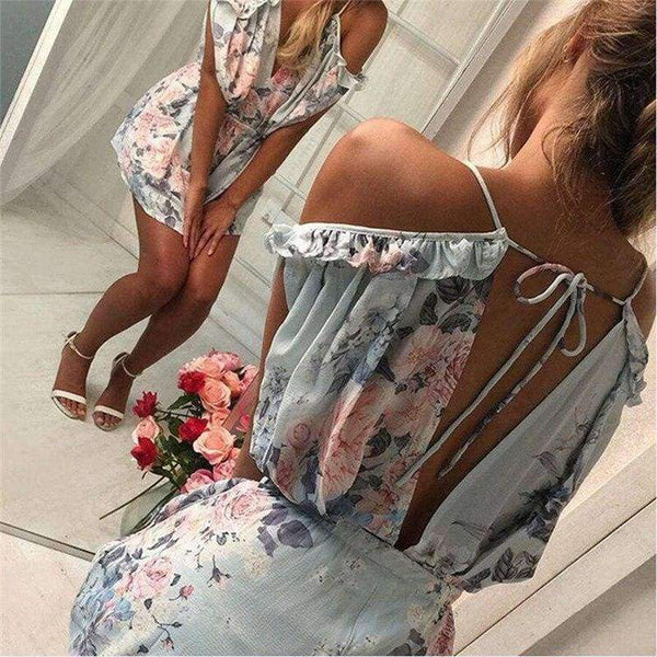 Planet Gates Womens Summer Holiday Mini Playsuit Ladies Jumpsuit Beach Shorts Mini Jumpsuit For Women 2018 Summer