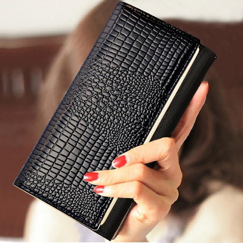 Planet Gates Womens wallets and purses Leather Long Standard with phone Zipper Coin purse Card Holder Ladies Combination Lock Wallet Female