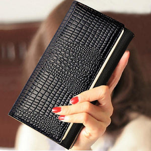 Planet Gates Womens wallets and purses Leather Long Standard with phone Zipper Coin purse Card Holder Ladies Combination Lock Wallet Female