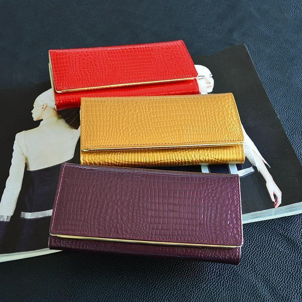 Planet Gates Womens wallets and purses Leather Long Standard with phone Zipper Coin purse Card Holder Ladies Combination Lock Wallet Female