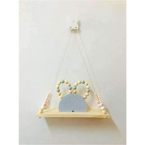 Planet Gates wood color white pin Bedroom wall shelves DIY Original Wood Beads Wall Shelf Storage Shelves Organization swing shelves Home Decor