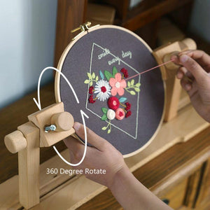 Planet Gates Wood Embroidery Hoop Stand Cross Stitch Embroidery Frame Desk Standing Rack Craft Needlework Art Sewing Home Stitchwork Tools
