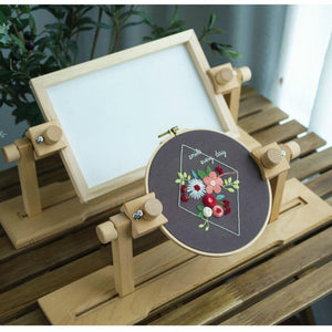 Planet Gates Wood Embroidery Hoop Stand Cross Stitch Embroidery Frame Desk Standing Rack Craft Needlework Art Sewing Home Stitchwork Tools