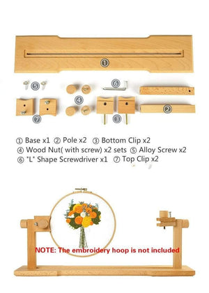 Planet Gates Wood Embroidery Hoop Stand Cross Stitch Embroidery Frame Desk Standing Rack Craft Needlework Art Sewing Home Stitchwork Tools