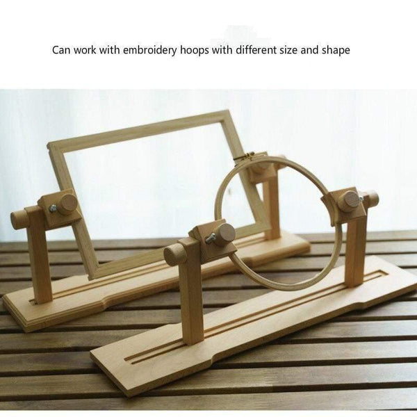 Planet Gates Wood Embroidery Hoop Stand Cross Stitch Embroidery Frame Desk Standing Rack Craft Needlework Art Sewing Home Stitchwork Tools